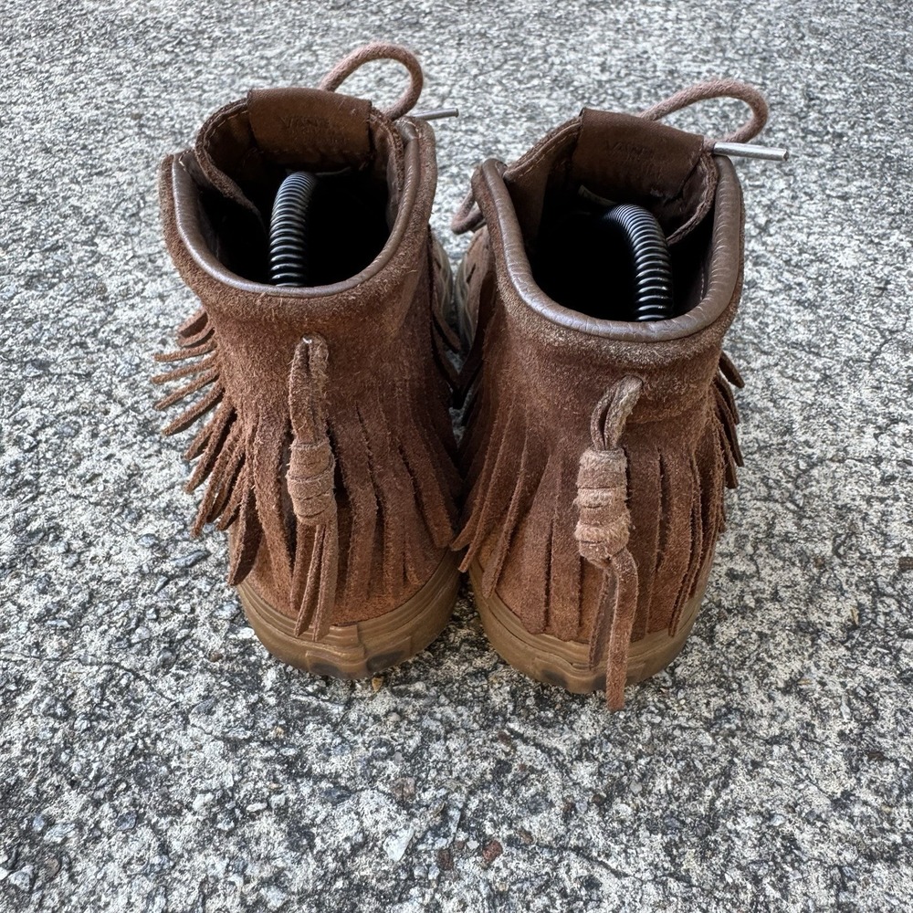 Vans Sk-8 Hi Moccasin Sneaker Women's Sz 7 (Mens 5.5) Brown Suede Fringe Sneaker - Picture 5 of 13